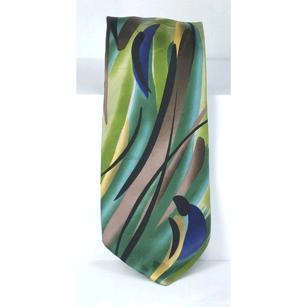 J. Garcia Junglescape #43 Limited Edition Silk Mens Necktie Light Green Abstract